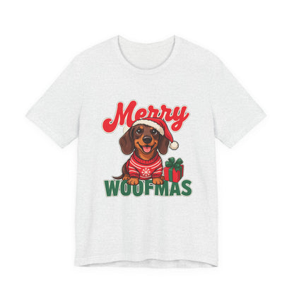 Merry Woofmas Shirt, Dachshund Christmas T-Shirt, Dog Lover Holiday Tee