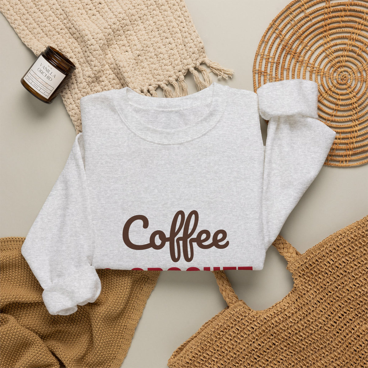 Coffee and Crochet Hooked on Both Sweatshirt, Crochet Crewneck, Yarn Lover Gift