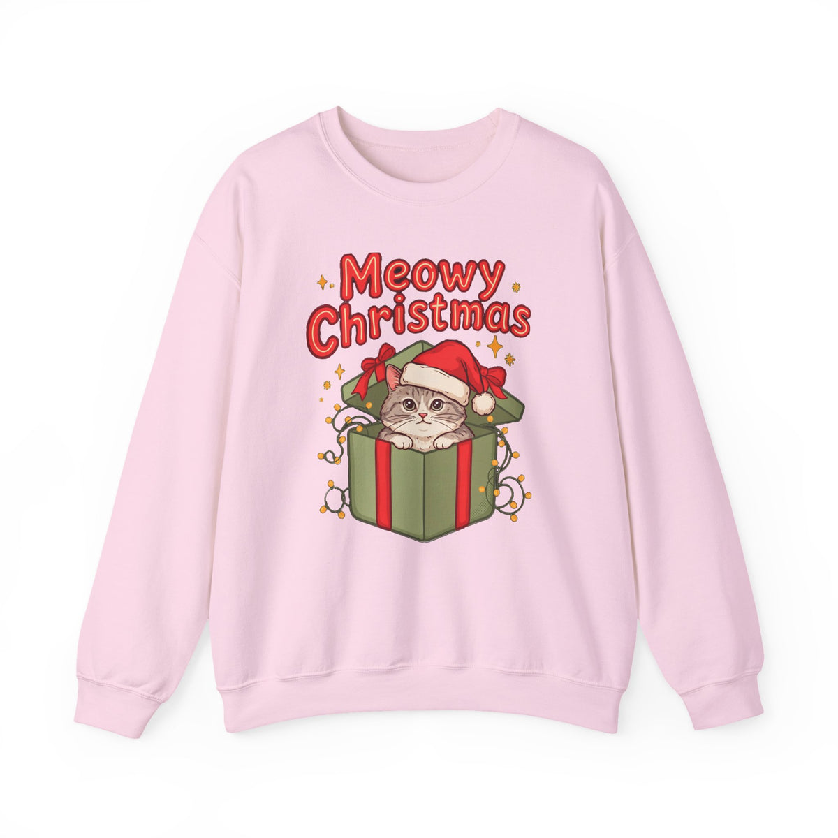 Meowy Christmas Sweatshirt, Cute Cat Christmas Crewneck, Cozy Cat Lover Sweater
