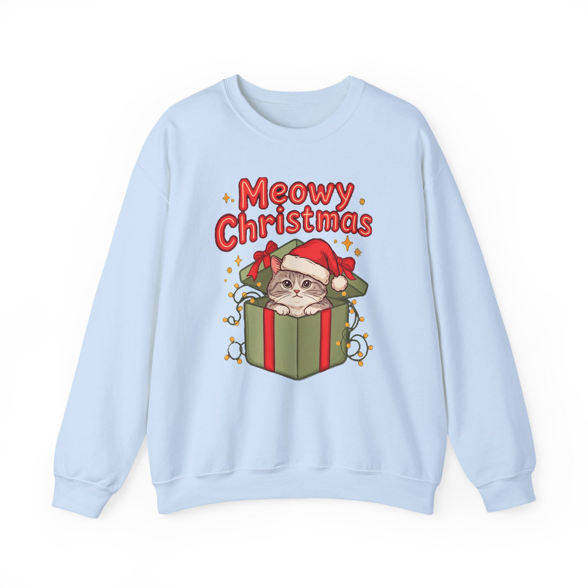 Meowy Christmas Sweatshirt, Cute Cat Christmas Crewneck, Cozy Cat Lover Sweater
