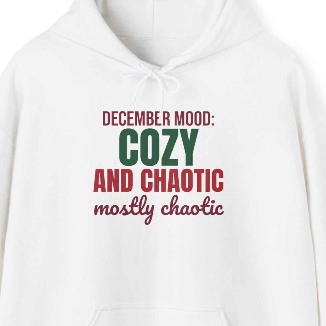 December Mood Cozy and Chaotic Mostly Chaotic Hoodie, Funny Christmas Hoodie lifestyle