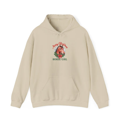 Merry Christmas Horse Girl Hoodie, Horse Lover Christmas Hooded Sweatshirt