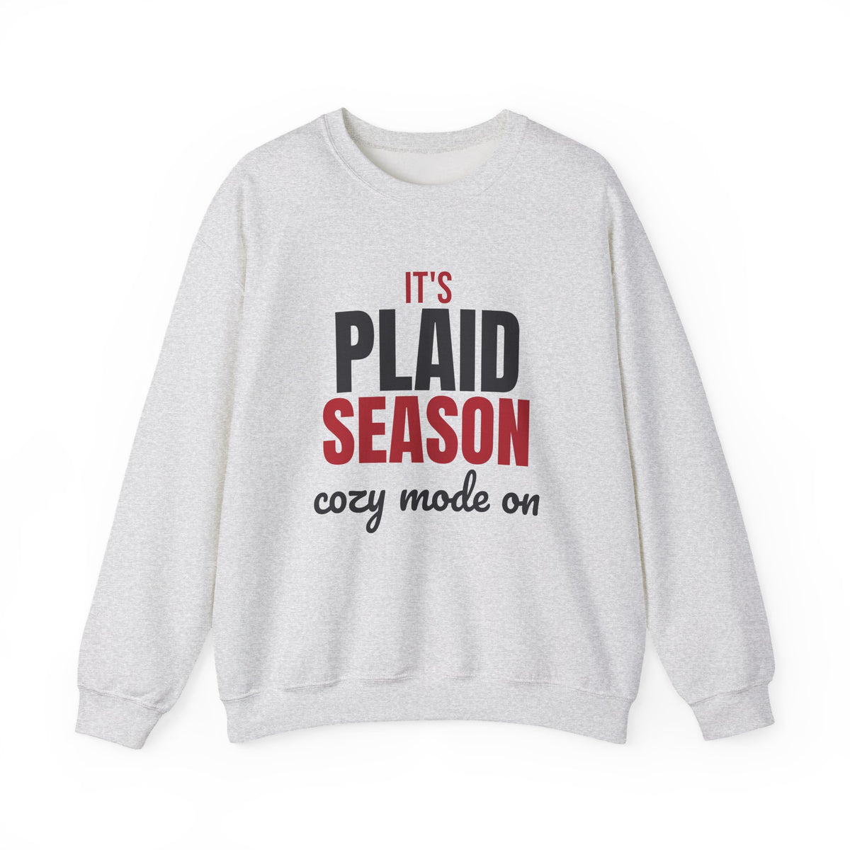 It's Plaid Season Cozy Mode On Sweatshirt, Plaid Season Crewneck Sweatshirt