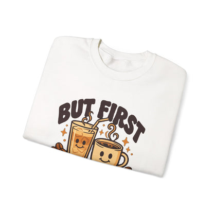 But First Coffee Sweatshirt, Retro Coffee Lover Crewneck