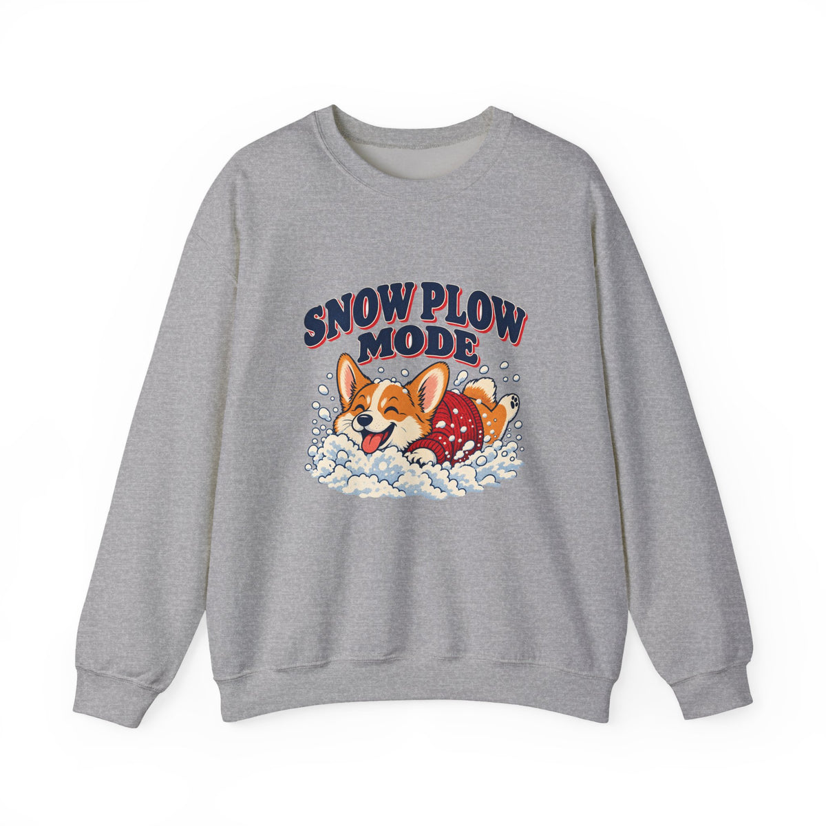 Snow Plow Mode Corgi in the Snow Sweatshirt, Corgi Winter Crewneck Sweatshirt
