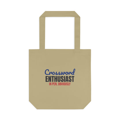 Crossword Enthusiast In Pen Obviously Tote Bag, Crossword Enthusiast Canvas Tote Bag
