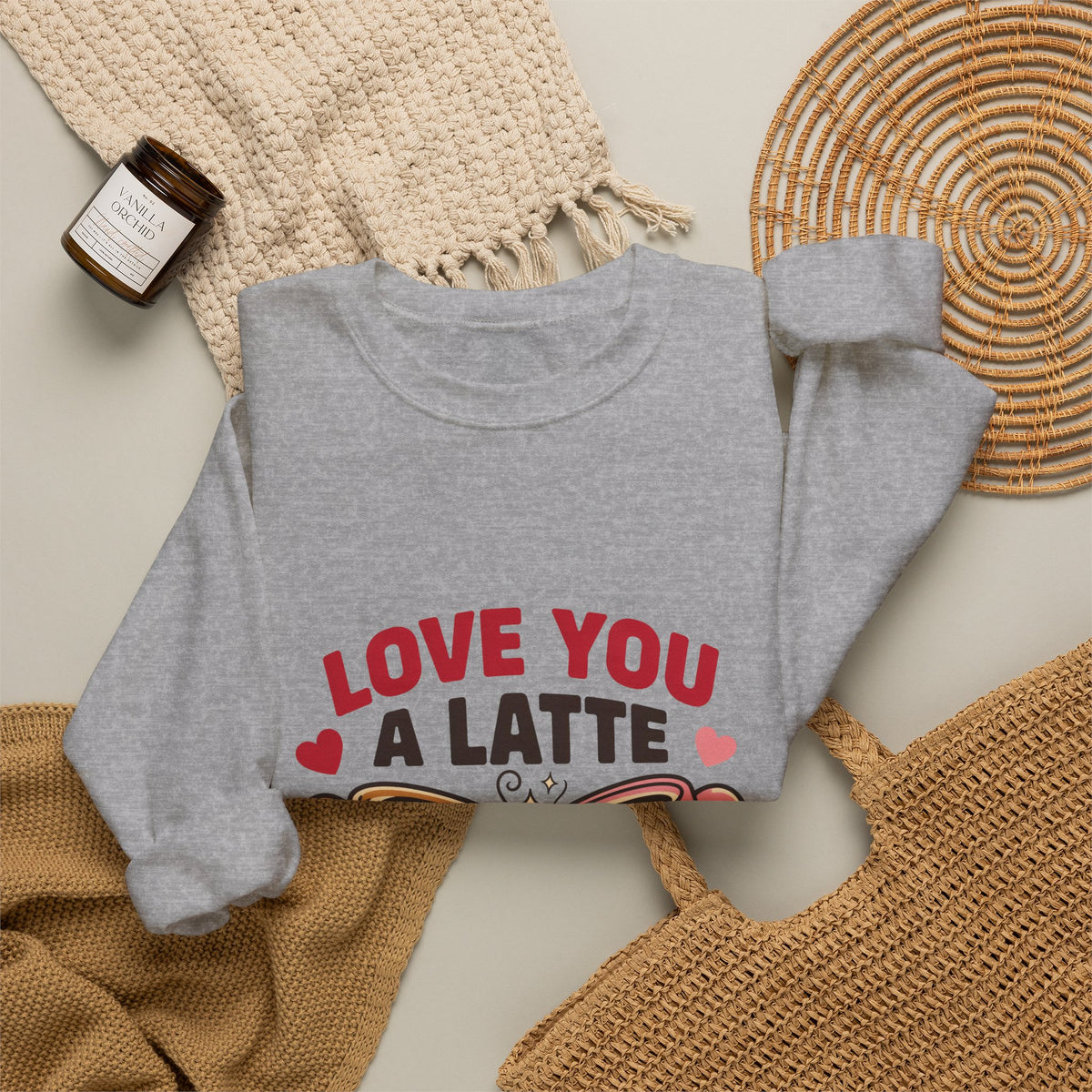 Love You a Latte Sweatshirt, Coffee Valentine Crewneck