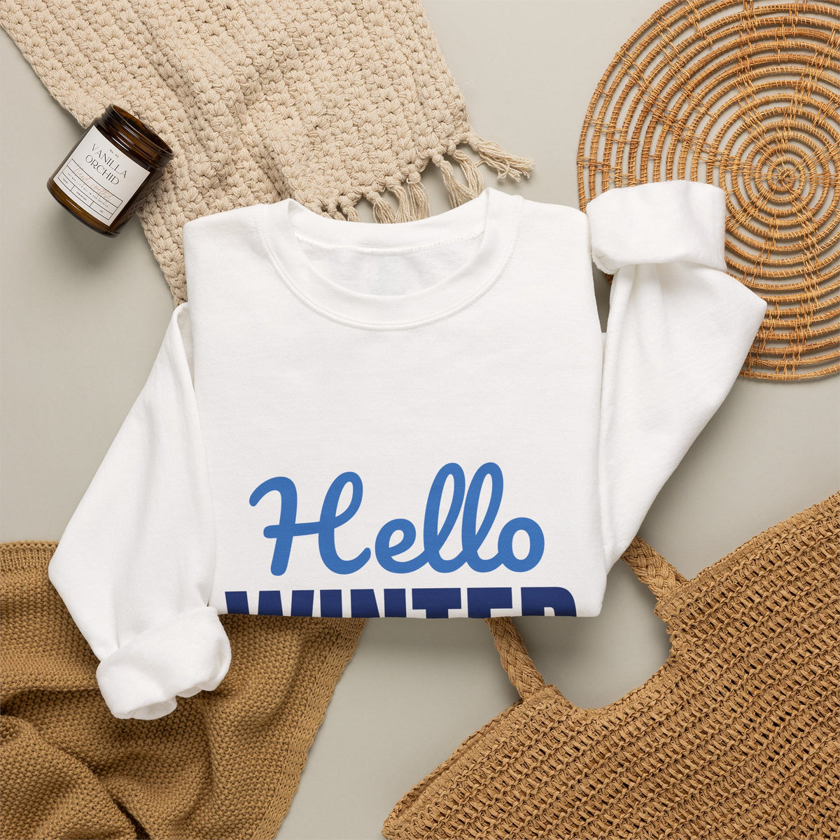 Hello Winter Cozy Season Mode Sweatshirt, Winter Crewneck, Cozy Season Sweatshirt
