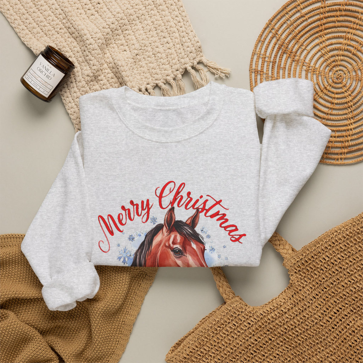 Merry Christmas Horse Girl Sweatshirt, Horse Lover Christmas Crewneck, Equestrian Gift