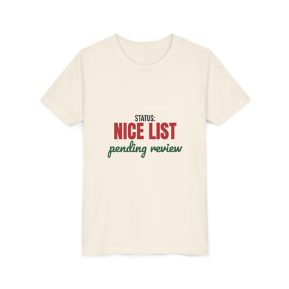 Status Nice List Pending Review Kids Shirt, Kids Nice List Pending Christmas Tee