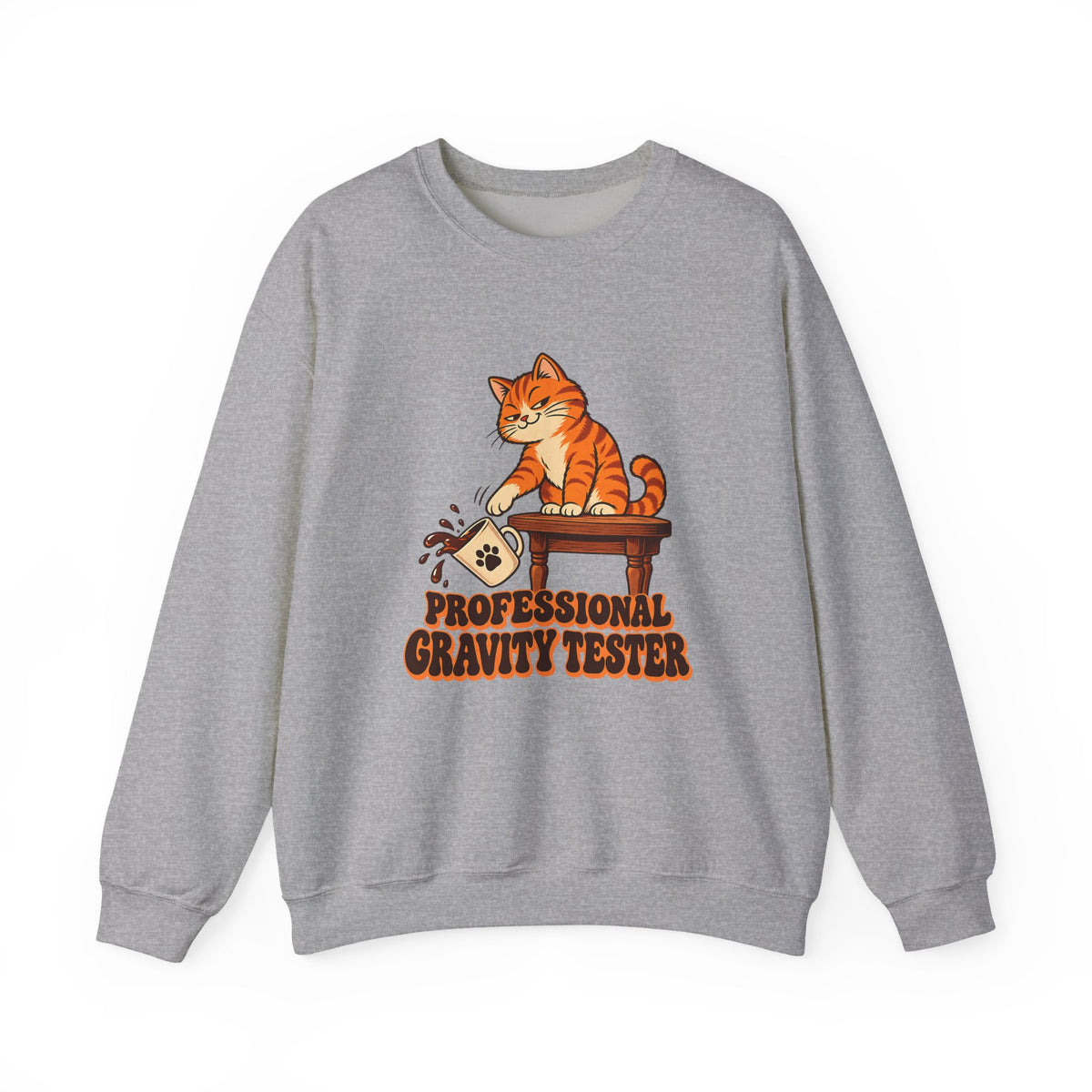 Professional Gravity Tester Cat Sweatshirt, Funny Cat Crewneck Sweatshirt