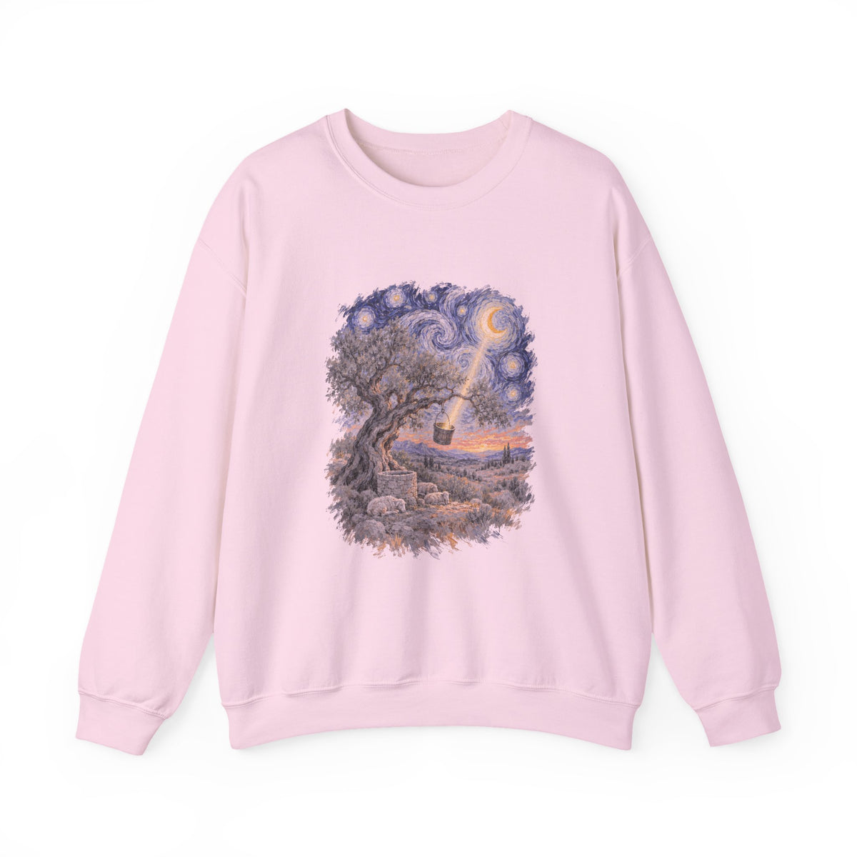The Tree and the Empty Bucket Sweatshirt, Symbolic Fine Art Crewneck, By Xudeyda