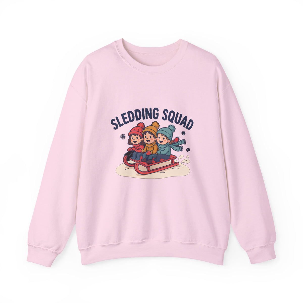 Sledding Squad Winter Kids Sweatshirt, Sledding Squad Crewneck Sweatshirt
