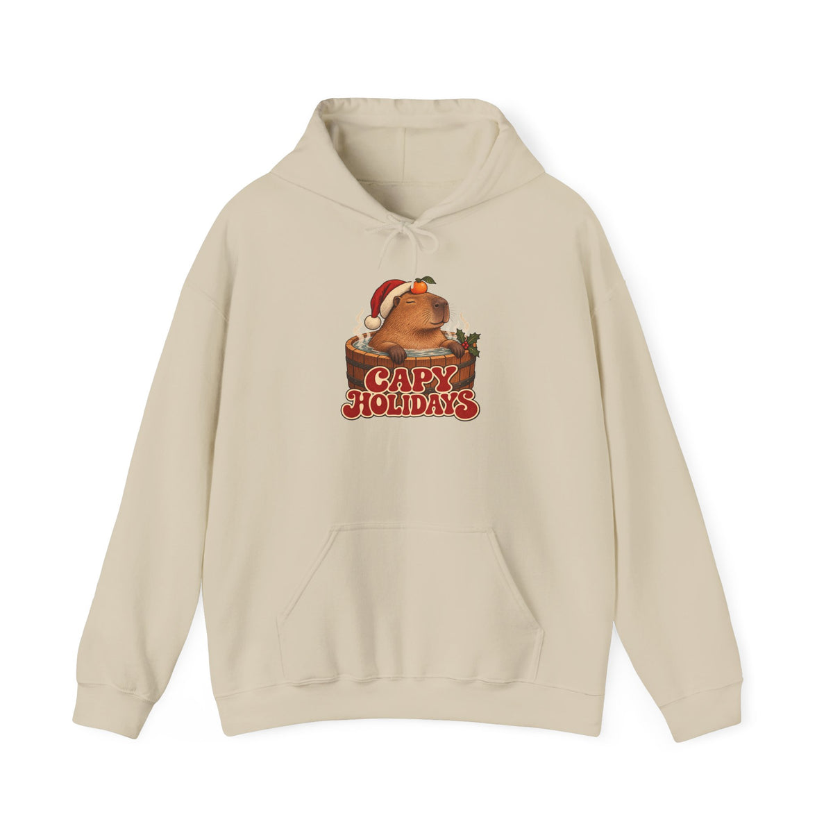 Capy Holidays Capybara in a Santa Hat Hoodie, Capybara Christmas Hoodie