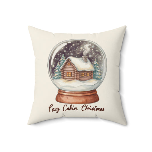 Cozy Cabin Christmas Throw Pillow 18x18, Cozy Holiday Decor