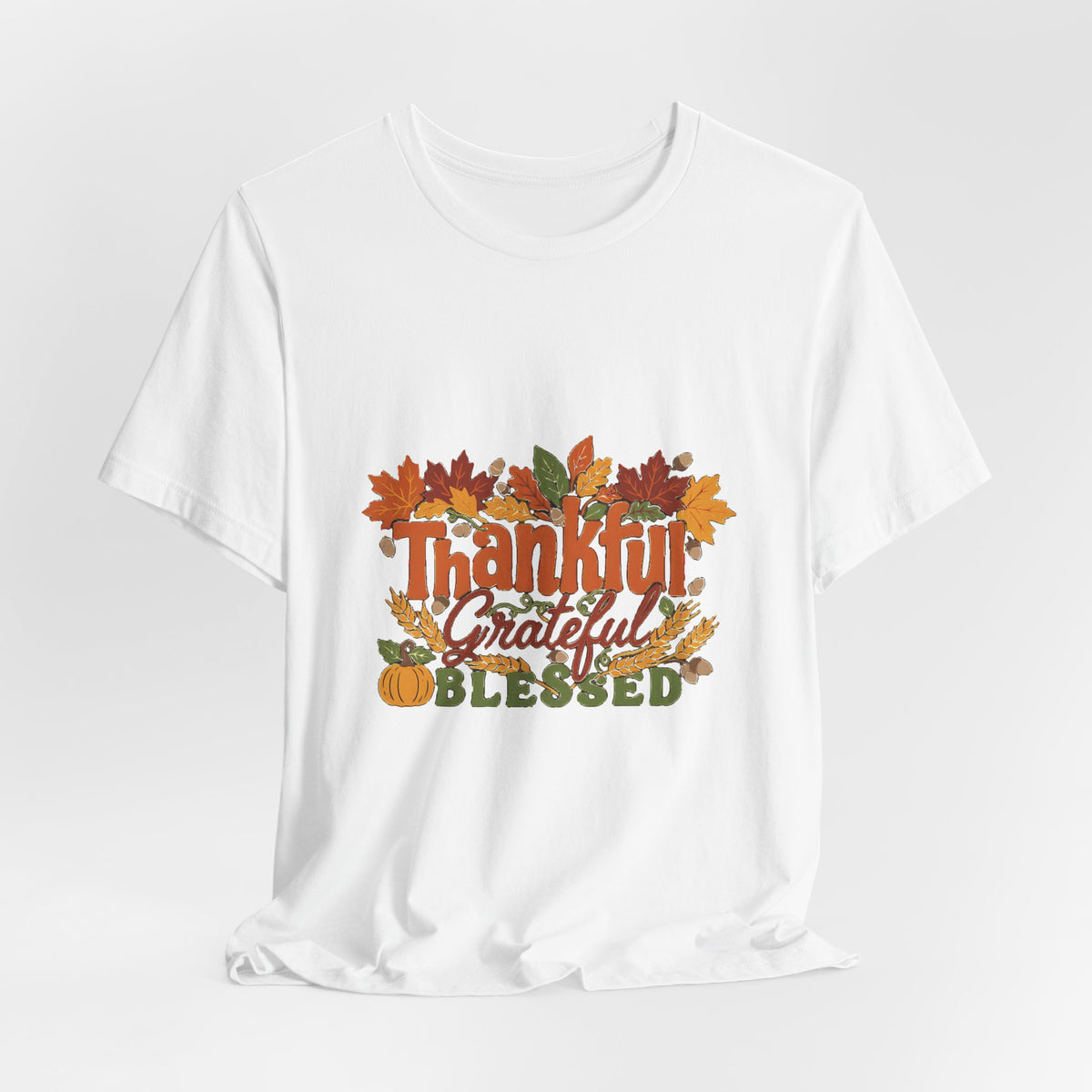 Thankful Grateful Blessed Shirt, Fall Thanksgiving T-Shirt, Autumn Leaves Tee