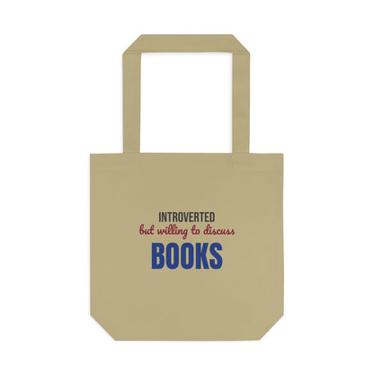 Introverted But Willing to Discuss Books Tote Bag, Introvert Book Lover Canvas Tote Bag