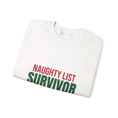 Naughty List Survivor Sweatshirt, Funny Christmas Crewneck