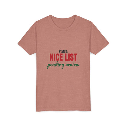 Status Nice List Pending Review Kids Shirt, Kids Nice List Pending Christmas Tee