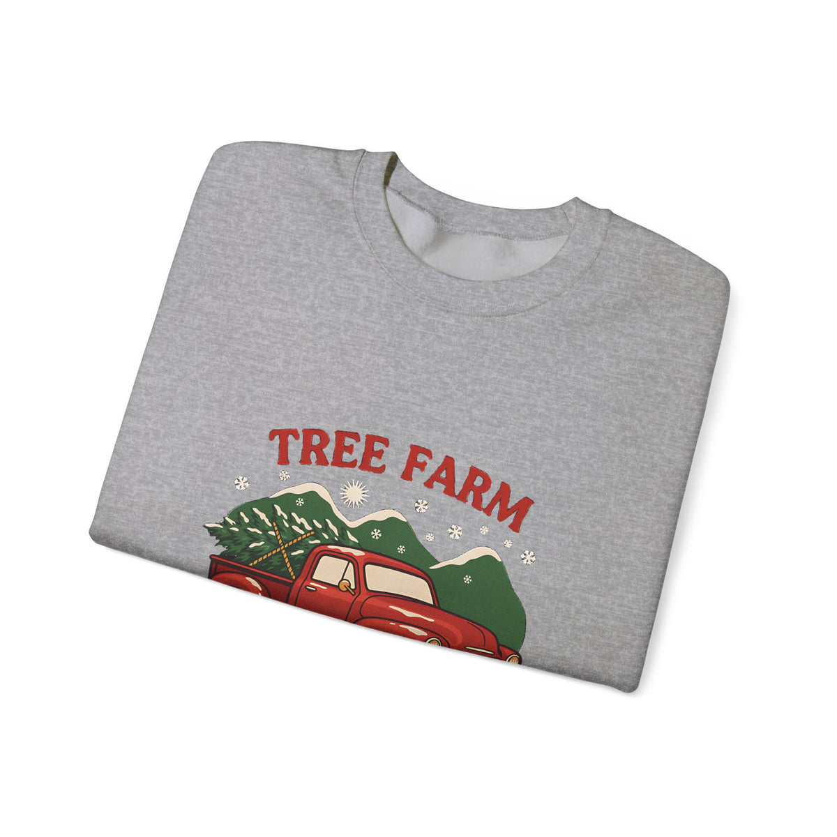 Christmas Tree Farm Sweatshirt, Vintage Red Truck Christmas Crewneck, Cozy Holiday Sweater