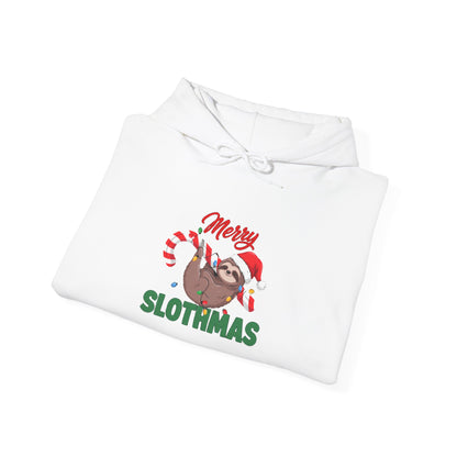 Merry Slothmas Hoodie, Funny Sloth Christmas Hooded Sweatshirt