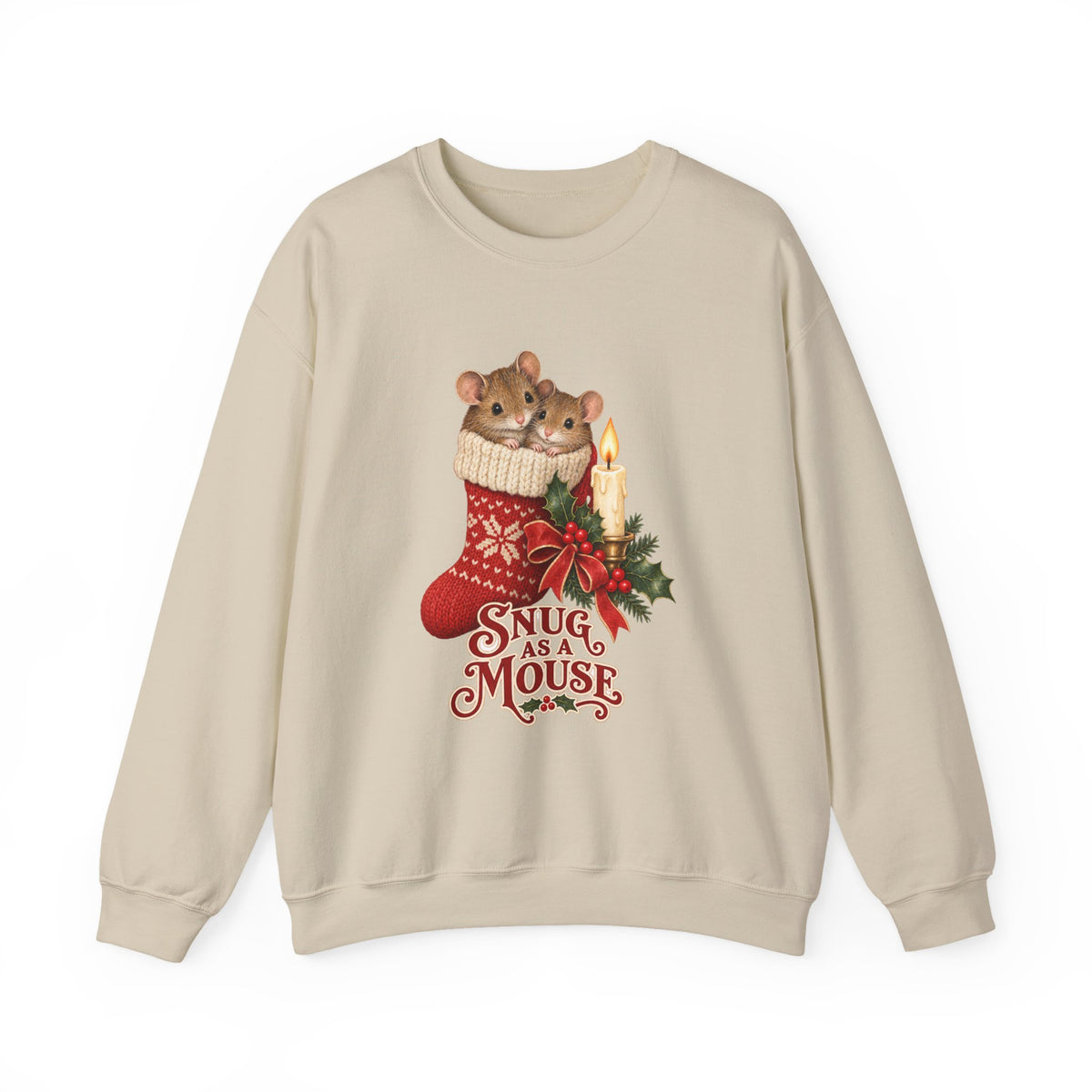 Snug as a Mouse Christmas Stocking Mice Sweatshirt, Christmas Mice Crewneck Sweatshirt