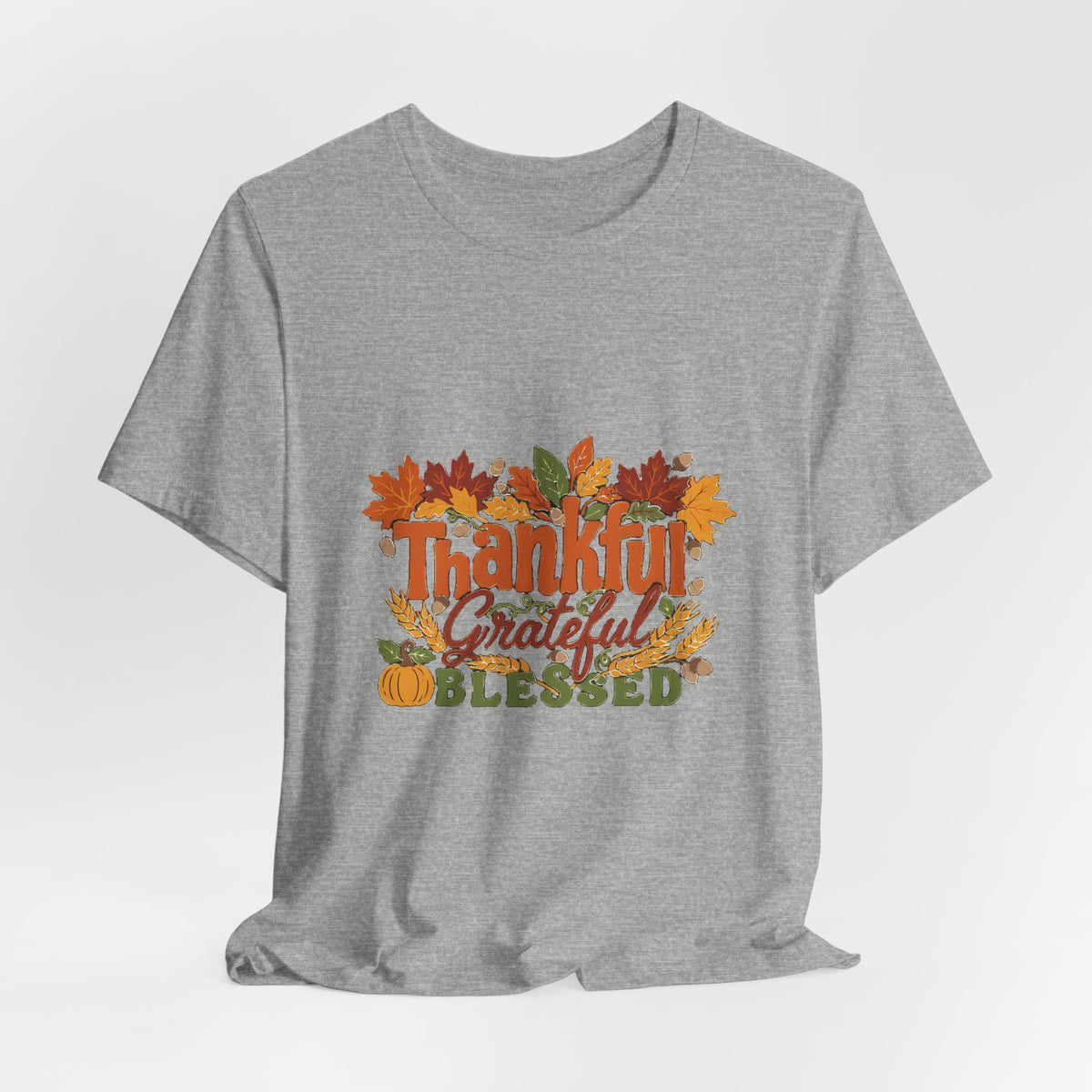 Thankful Grateful Blessed Shirt, Fall Thanksgiving T-Shirt, Autumn Leaves Tee