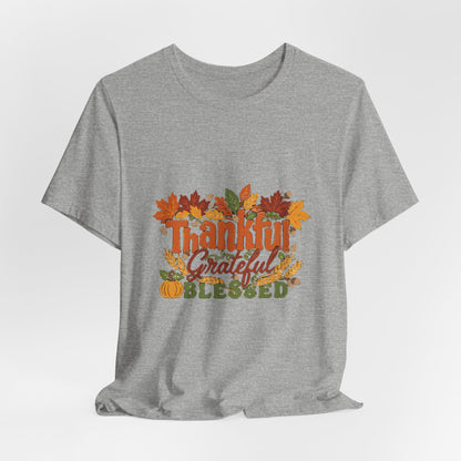 Thankful Grateful Blessed Shirt, Fall Thanksgiving T-Shirt, Autumn Leaves Tee