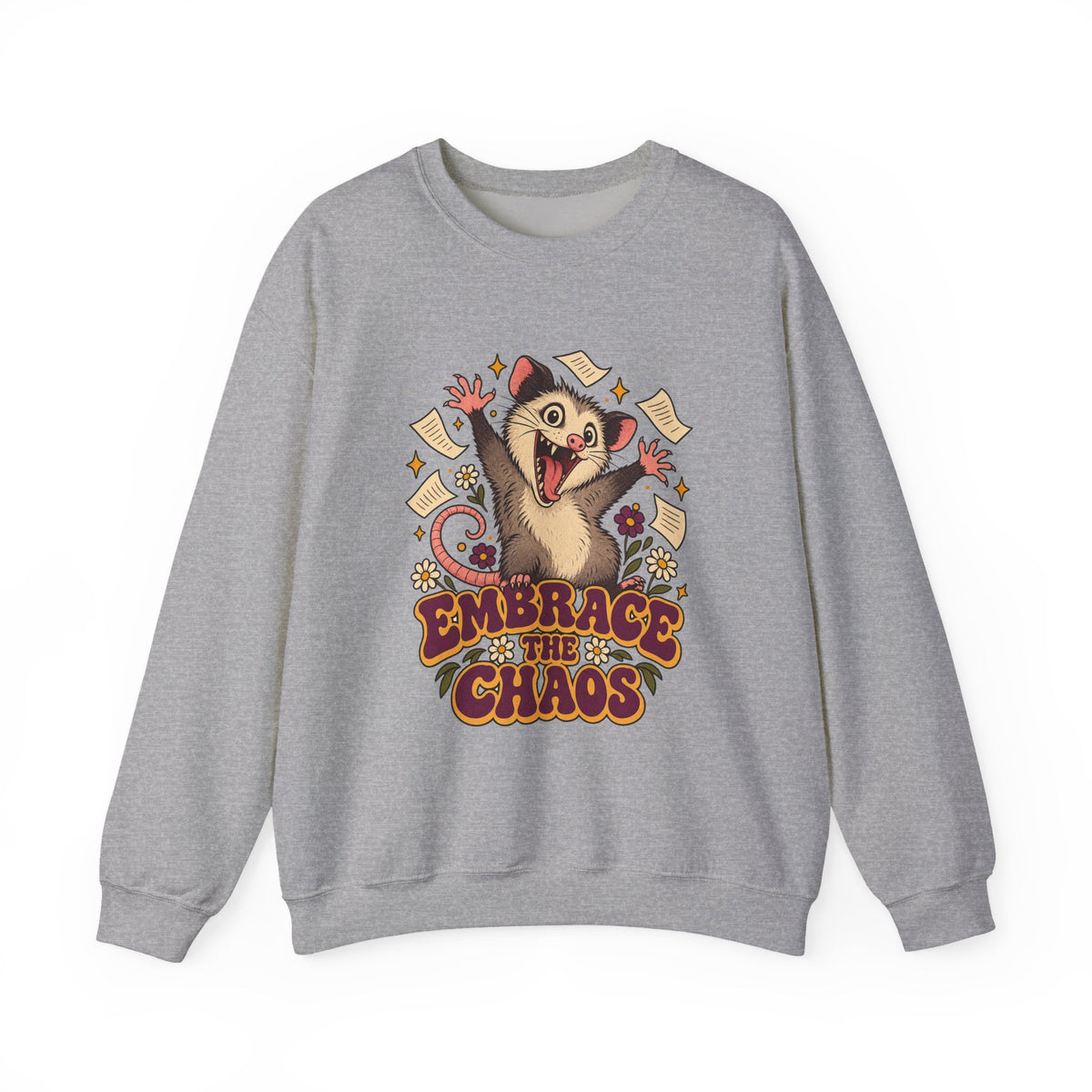 Embrace the Chaos Opossum Sweatshirt, Funny Opossum Crewneck Sweatshirt