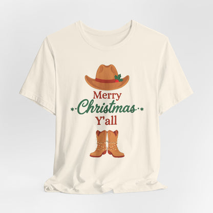 Merry Christmas Y'all Shirt, Western Christmas T-Shirt, Southern Holiday Tee