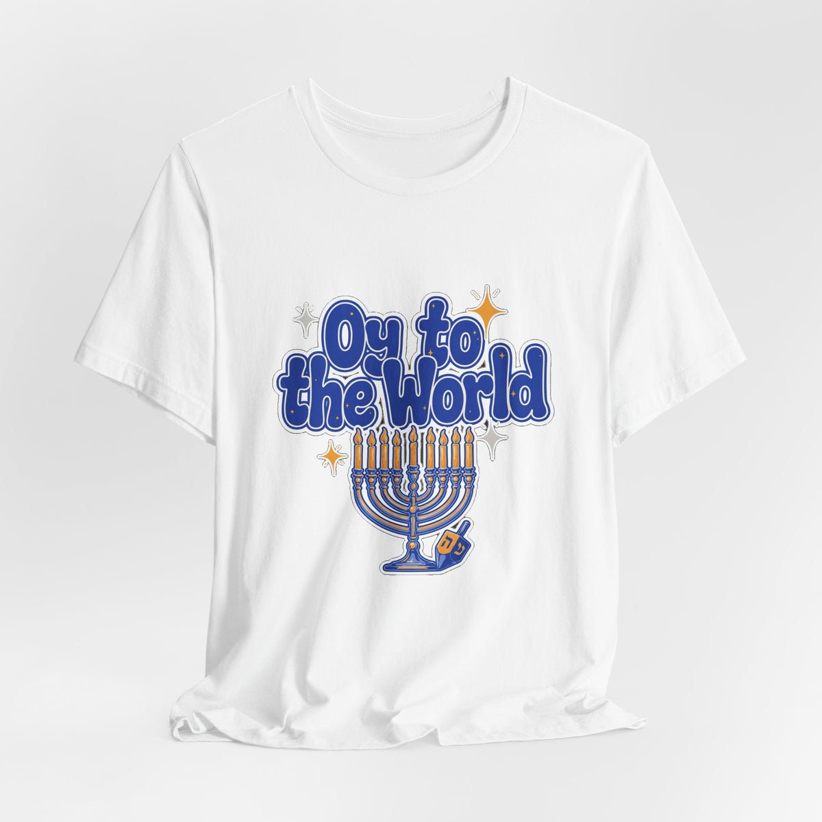 Oy to the World Shirt, Funny Hanukkah T-Shirt, Menorah Holiday Tee