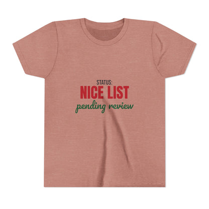 Status Nice List Pending Review Kids Shirt, Kids Nice List Pending Christmas Tee