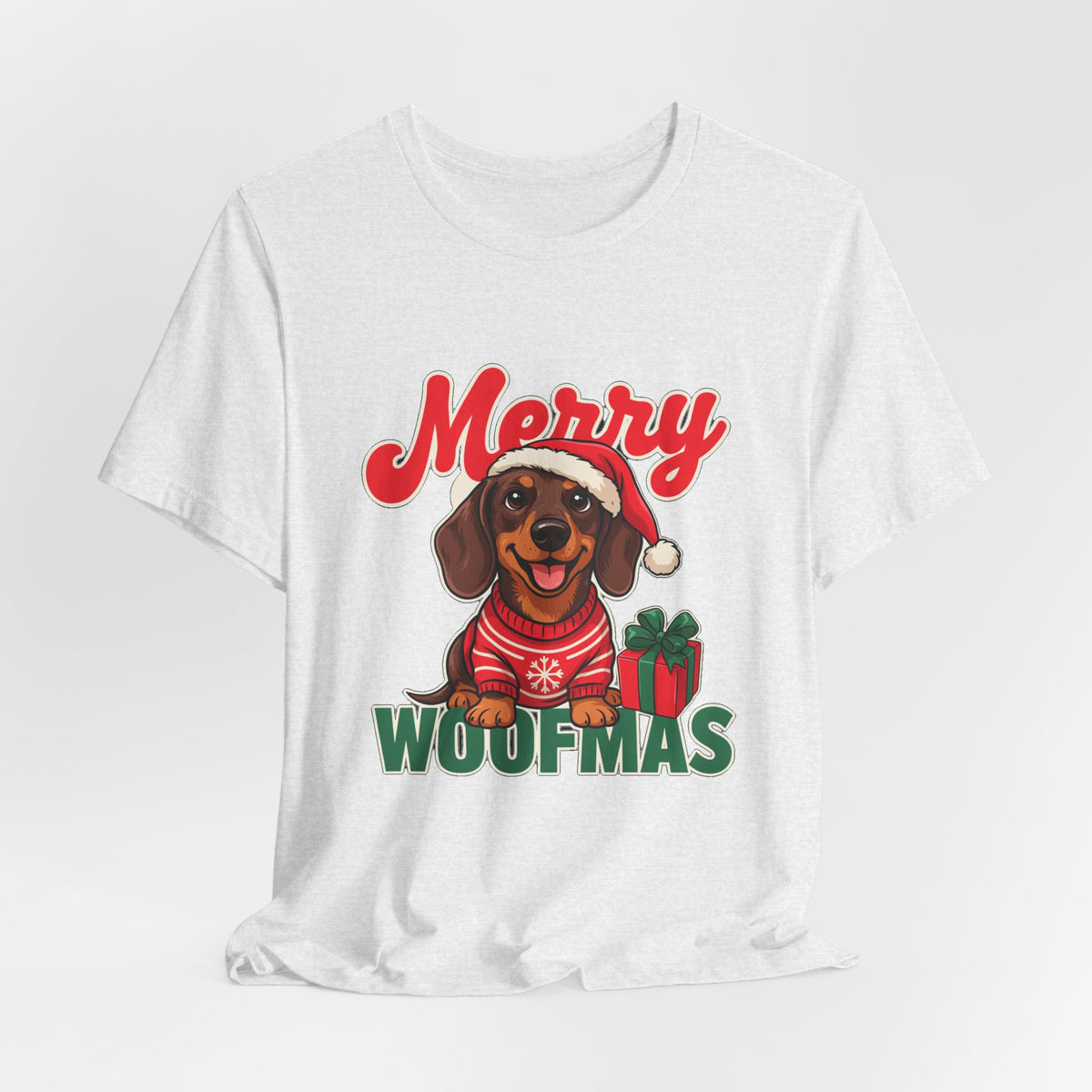 Merry Woofmas Shirt, Dachshund Christmas T-Shirt, Dog Lover Holiday Tee