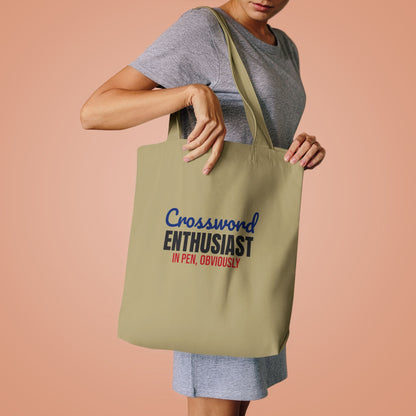 Crossword Enthusiast In Pen Obviously Tote Bag, Crossword Enthusiast Canvas Tote Bag