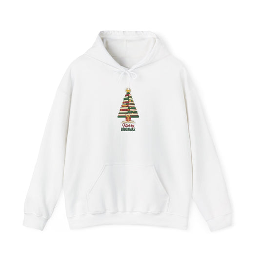 Merry Bookmas Hoodie, Book Lover Christmas Hooded Sweatshirt, Bookish Gift