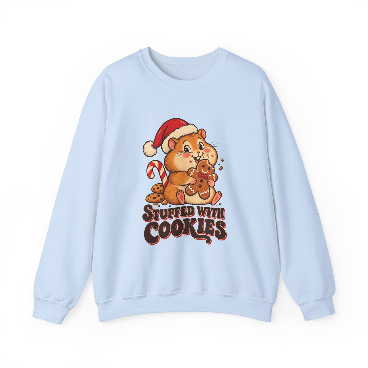 Stuffed With Cookies Christmas Hamster Sweatshirt, Hamster Christmas Crewneck Sweatshirt