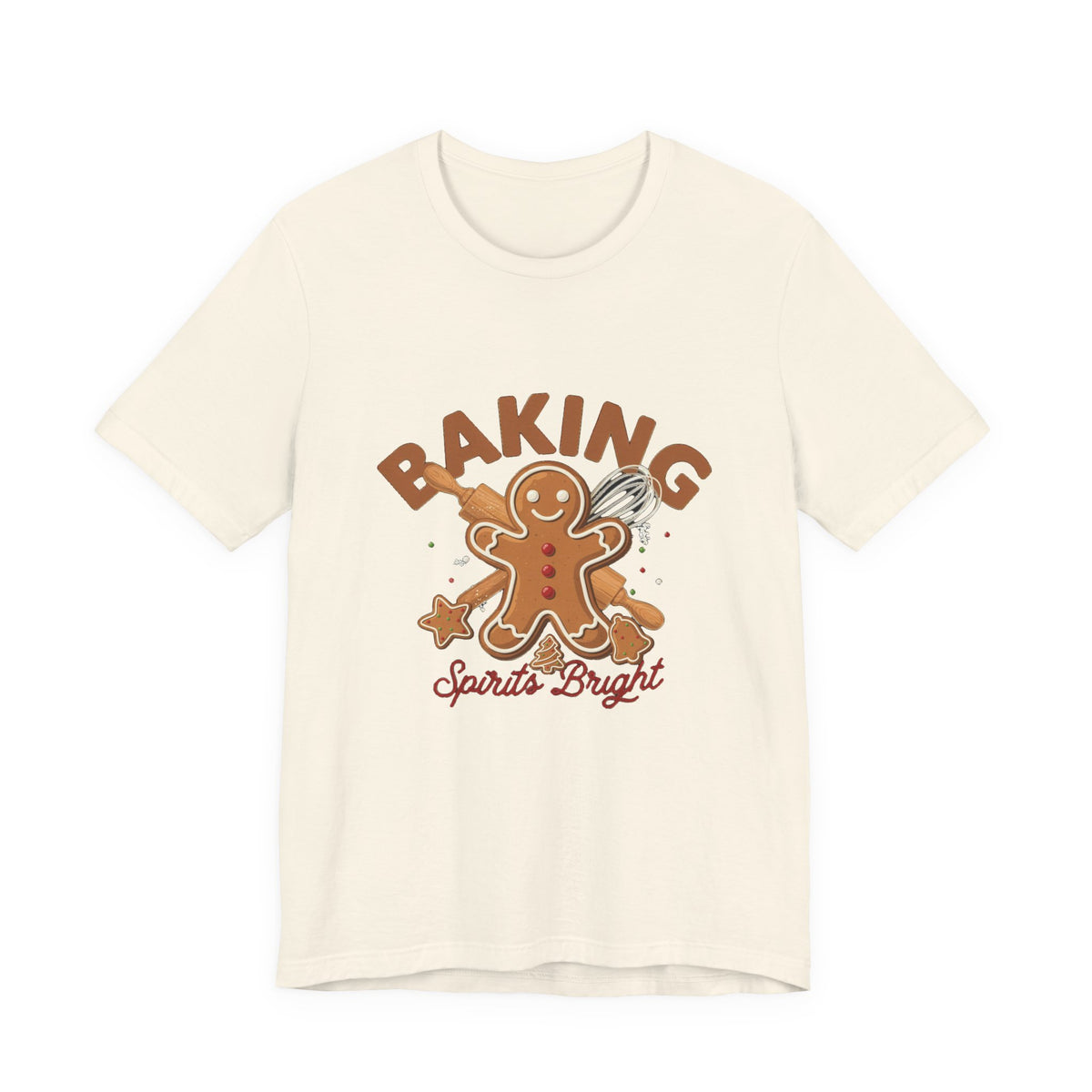 Baking Spirits Bright Shirt, Christmas Baking T-Shirt, Gingerbread Holiday Tee