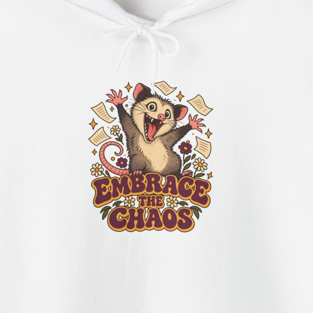 Embrace the Chaos Opossum Hoodie, Funny Opossum Hoodie lifestyle
