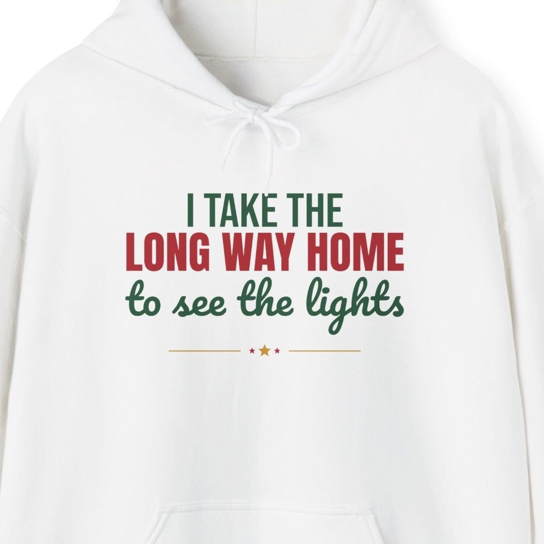 I Take the Long Way Home to See the Lights Hoodie, Christmas Lights Hoodie lifestyle