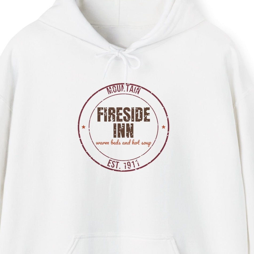 Mountain Fireside Inn Est. 1911 Hoodie, Vintage Winter Hoodie lifestyle