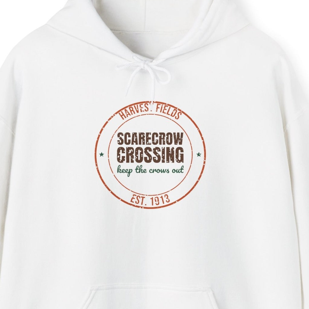 Harvest Fields Scarecrow Crossing Est. 1913 Hoodie, Vintage Fall Hoodie lifestyle