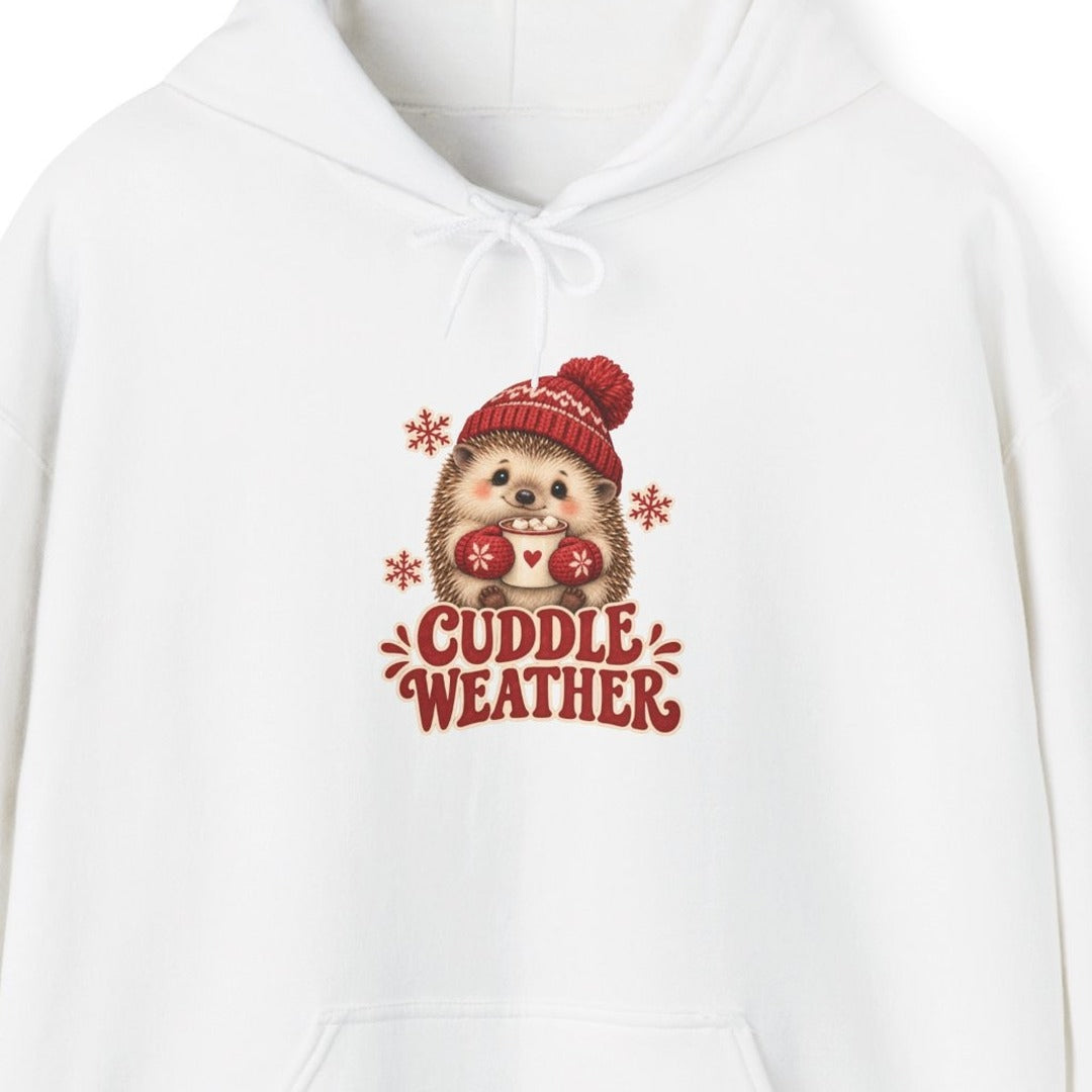 Cuddle Weather Hedgehog With Hot Cocoa Hoodie, Cute Hedgehog Hoodie lifestyle