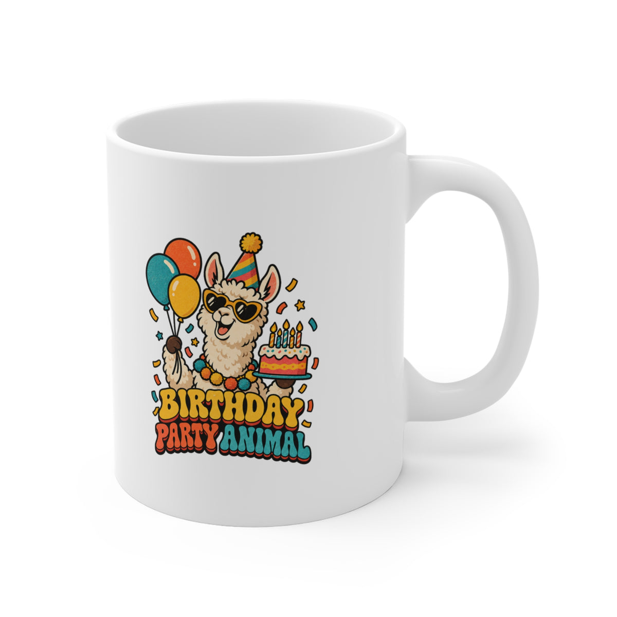 Birthday Party Animal Llama Mug, Funny Birthday Coffee Mug 11oz lifestyle