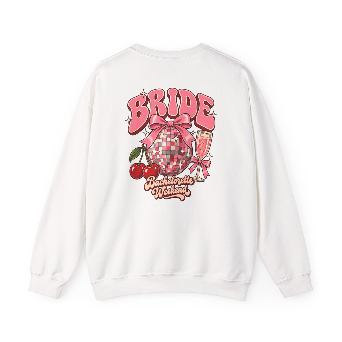 Bride Bachelorette Weekend Disco Ball Sweatshirt, Front and Back Bachelorette Crewneck Sweatshirt lifestyle