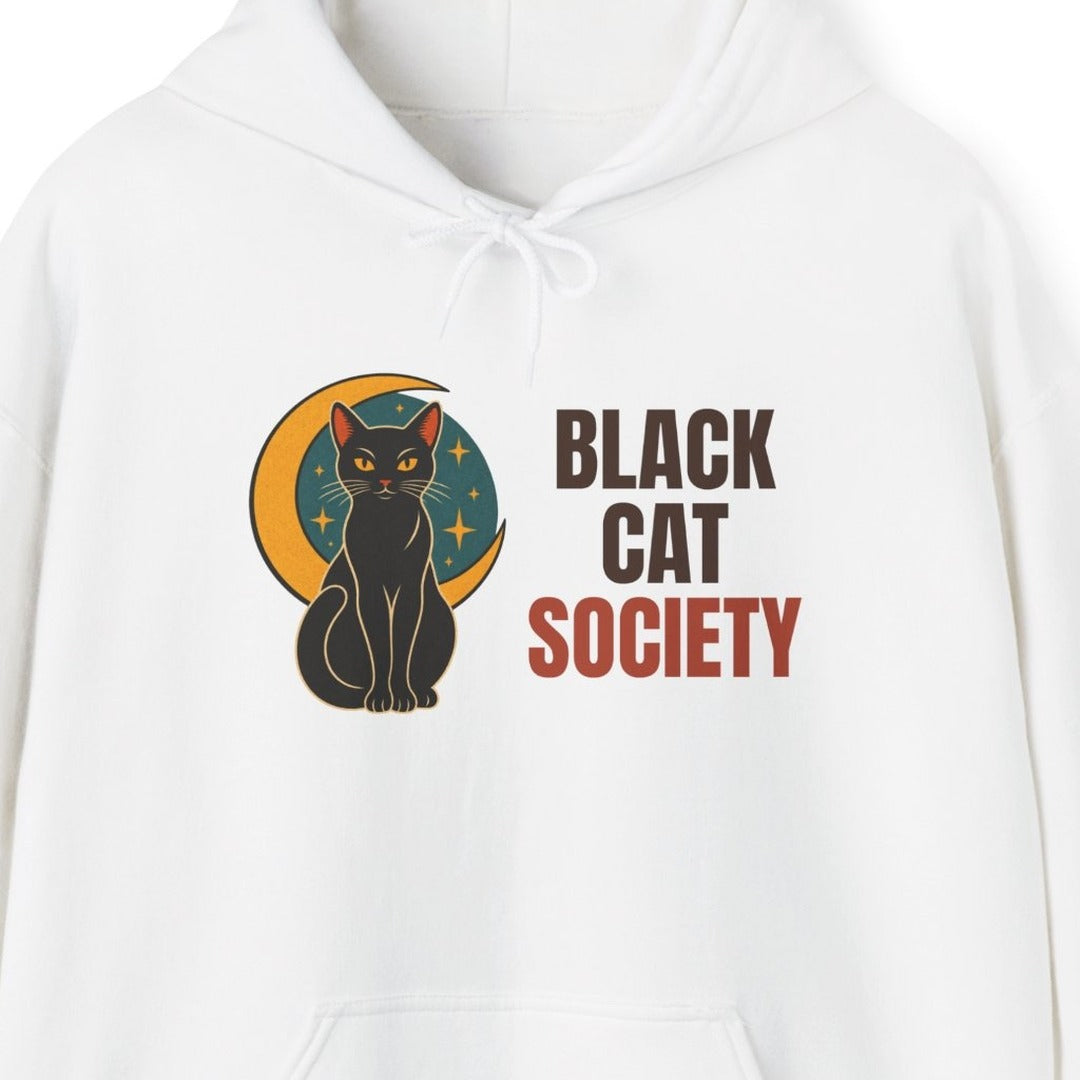 Black Cat Society Vintage Moon Hoodie, Vintage Black Cat Society Hoodie lifestyle