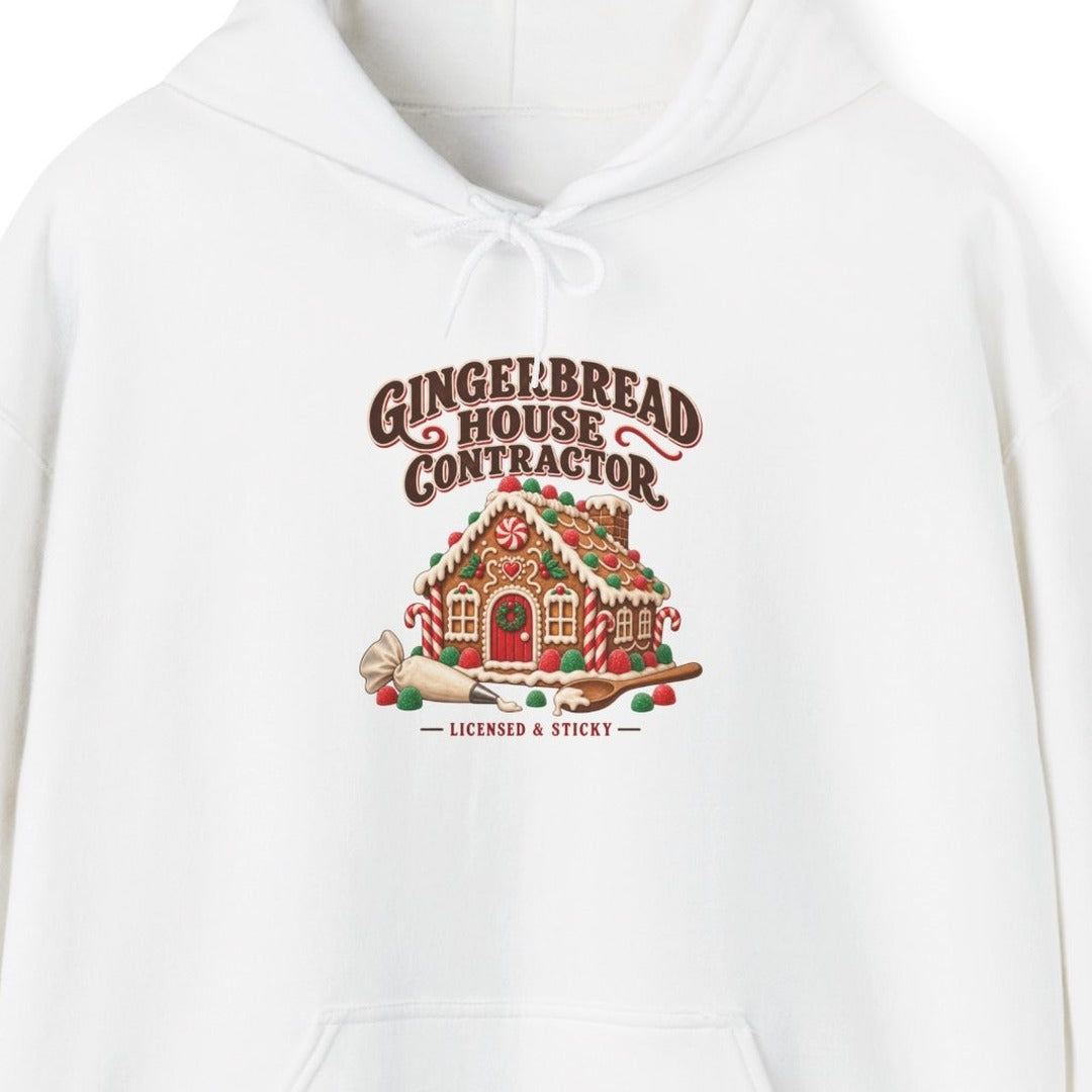Gingerbread House Contractor Licensed and Sticky Hoodie, Gingerbread House Hoodie lifestyle