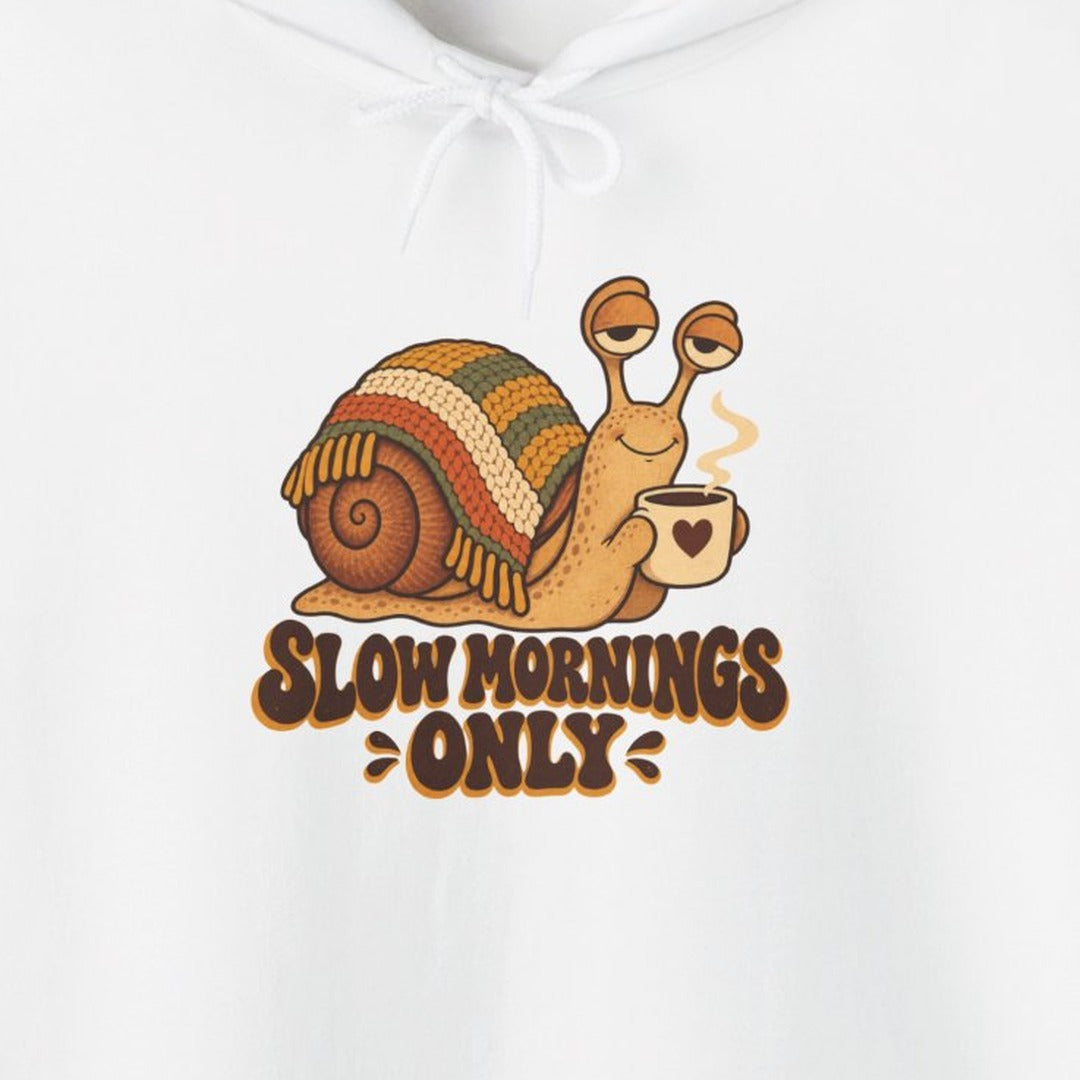 Slow Mornings Only Coffee Snail Hoodie, Coffee Snail Hoodie lifestyle