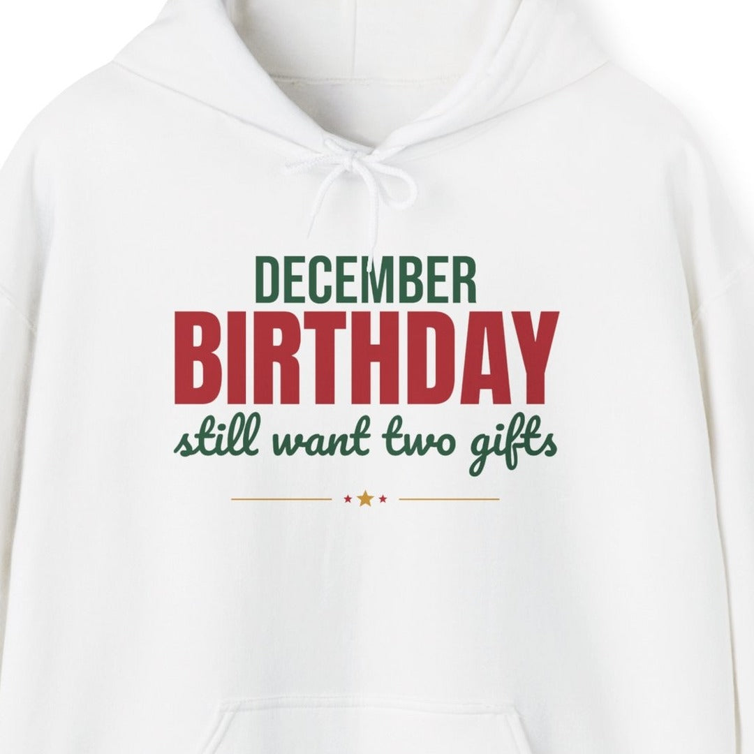 December Birthday Still Want Two Gifts Hoodie, December Birthday Hoodie lifestyle