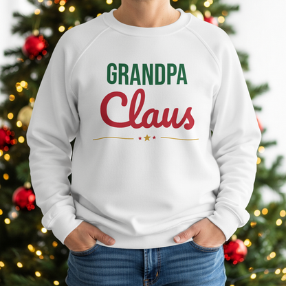 Grandpa Claus Sweatshirt worn by the Christmas tree