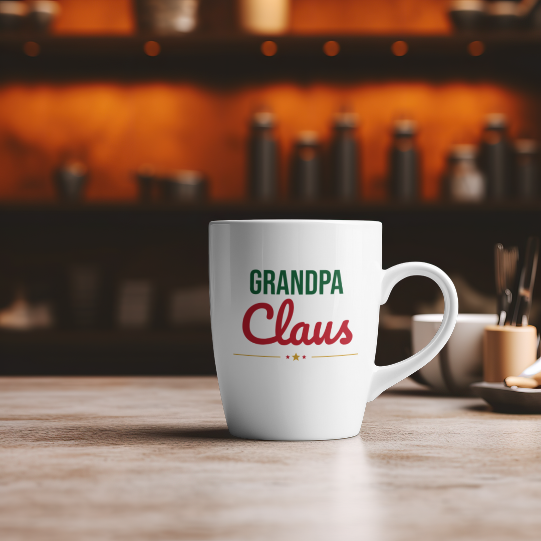Grandpa Claus Mug on a cafe table